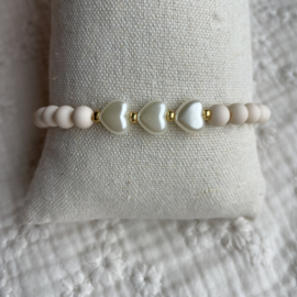 Hartjes Armband Beige