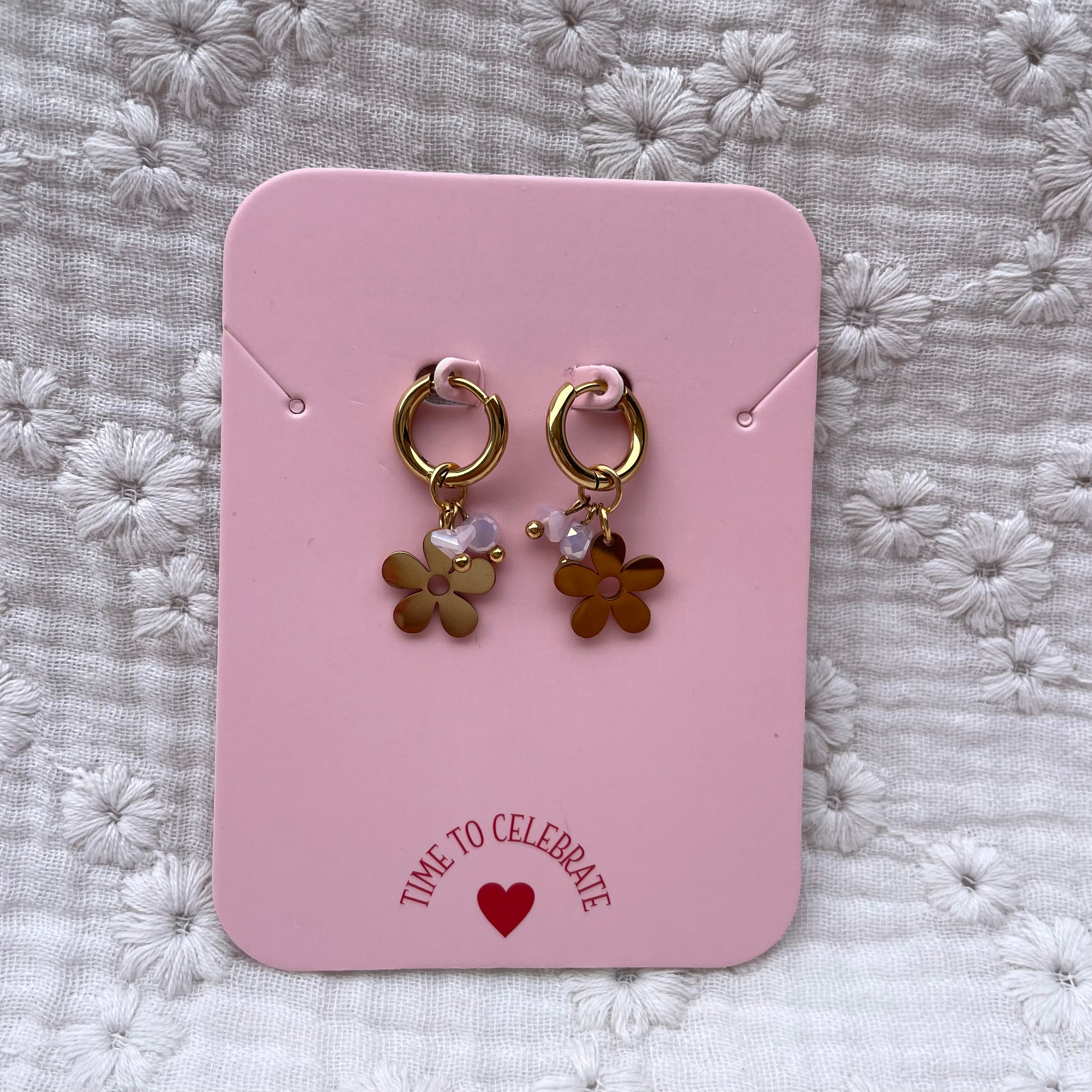 Flower Dailey Pink Oorbellen Goud