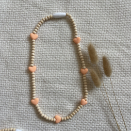 Hartjes ketting peach