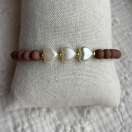 Hartjes Armband Bruin