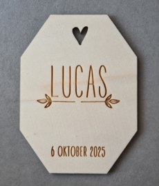 Houten geboortekaartjes  - Stijl Lucas - vanaf €4,05 p.s. (gratis proefdruk)