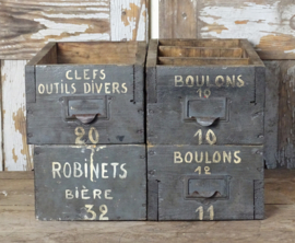 4 old french drawers