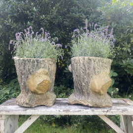 Set faux bois garden planters