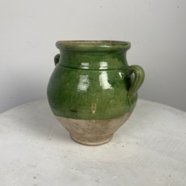 19th century green confit pot