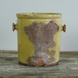 Earthenware confit jar Provence with cap ears