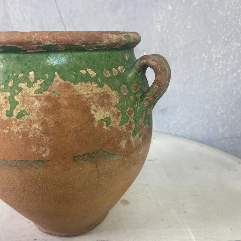 19th century green confit pot