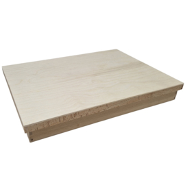 Houten speelbak beuken laag met gravering