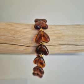 Armband Koffiebruin Hartjes