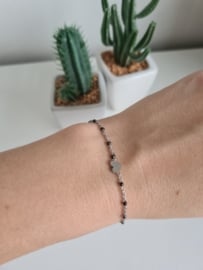 Armbandje Love zilver-zwart