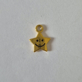 Bedel / hanger ster smiley Goud