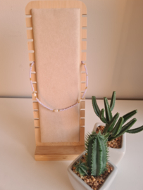 Ketting Lila Rocailles & Zoetwaterparels