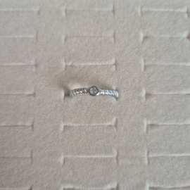 RVS Ring Zilver Steentje - verstelbaar