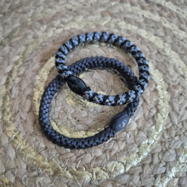 Voordeelset haarelastieken donkergrijs en zwart-blauw-zilver