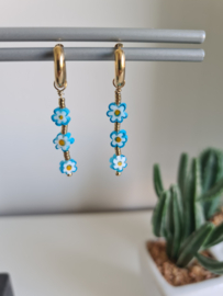 Oorbel madeliefjes blauw