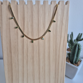 Stainless steel snake ketting Goud-Groen