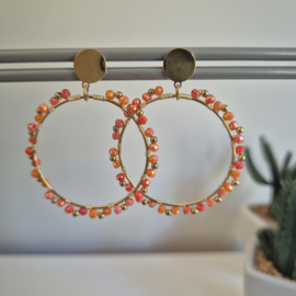 Oorbellen Orange Beads – goud & oranje