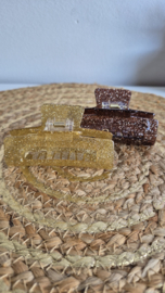 Haarklem glitter Bruin