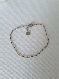 Armbandje bruin zilver
