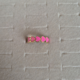 RVS Ring Roze Hartjes - verstelbaar