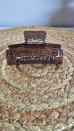Haarklem glitter Bruin