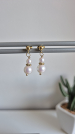 Oorbel met twee Parels - Goud