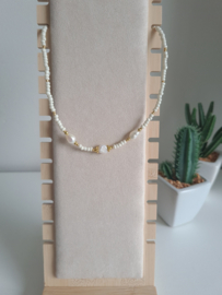 Ketting Gebroken Witte Rocailles & Zoetwaterparels