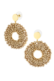 Oorbellen kralen party donut - beige