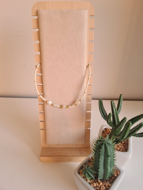 Ketting Gebroken Witte Rocailles & Zoetwaterparels