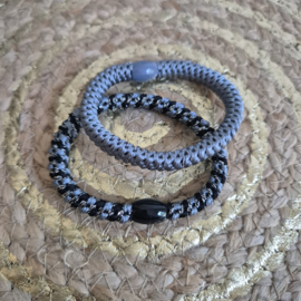 Voordeelset haarelastieken blauwgrijs en zwart-blauw-zilver