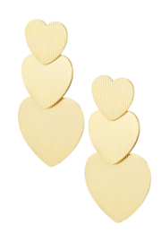 Oorbellen 3 hartjes Goud