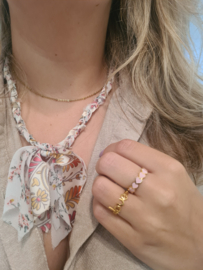 Bandana ketting Wit-roze patroon