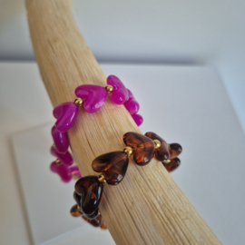 Armband Koffiebruin Hartjes