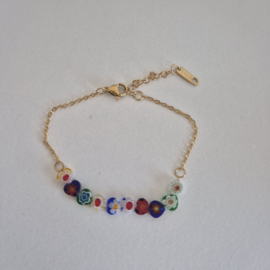 Flower Beads Armband - Dark Mix