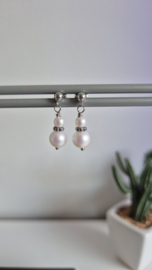 Oorbel met twee Parels - Zilver