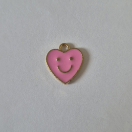 Bedel / hanger Smiley hartje Roze