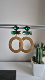 Ronde oorbellen met glaskralen Groen