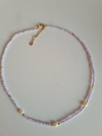 Ketting Lila Rocailles & Zoetwaterparels