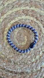 Haarelastiek blauw-beige