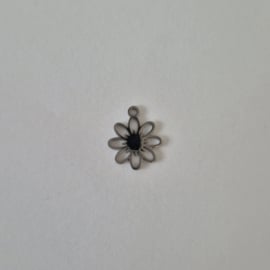 Bedel / hanger bloemetje zilver