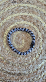 Haarelastiek zwart-blauw-beige