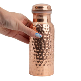 Koperen waterfles gehamerd 500 ml