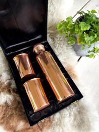 Koperen waterfles en bekers cadeauset