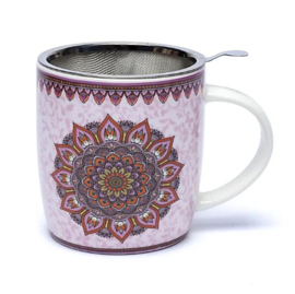 Theemok met zeef Mandala paars