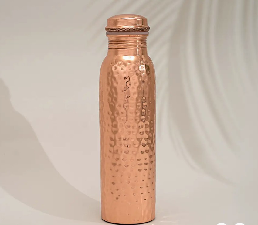 Puur koperen waterfles gehamerd 1ltr.