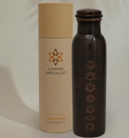 Kupferne Wasserflasche mit 7 Chakren, antik, 950 ml