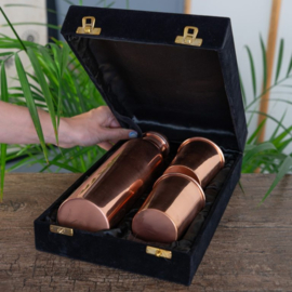 Koperen waterfles en bekers cadeauset
