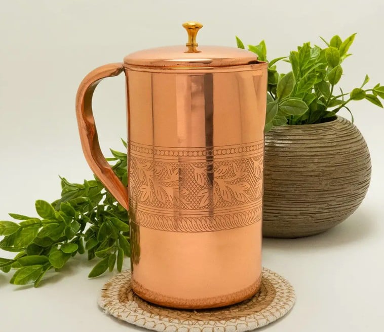 Puur Koperen Kan Bloempatroon - 1,5 liter