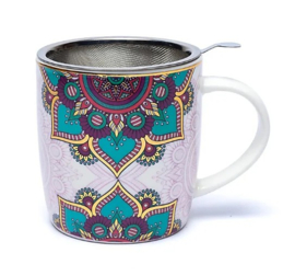 Theemok met zeef Mandala Turquoise