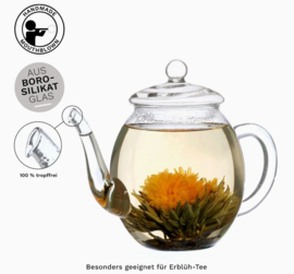 Theepot van glas met deksel