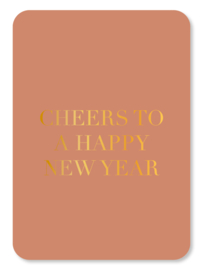 Kaart Cheers to a happy new year (met goudfolie)